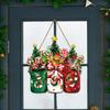 Christmas Door Hanging Wooden Christmas American Welcome Doorplate Wreath Pendant Hanging Decoration Sign Wall Decoration