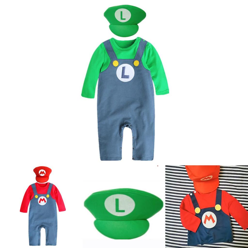 Super Mario Cartoon Cotton Onesie For Babies Cosplay Outfit For Boys And Girls