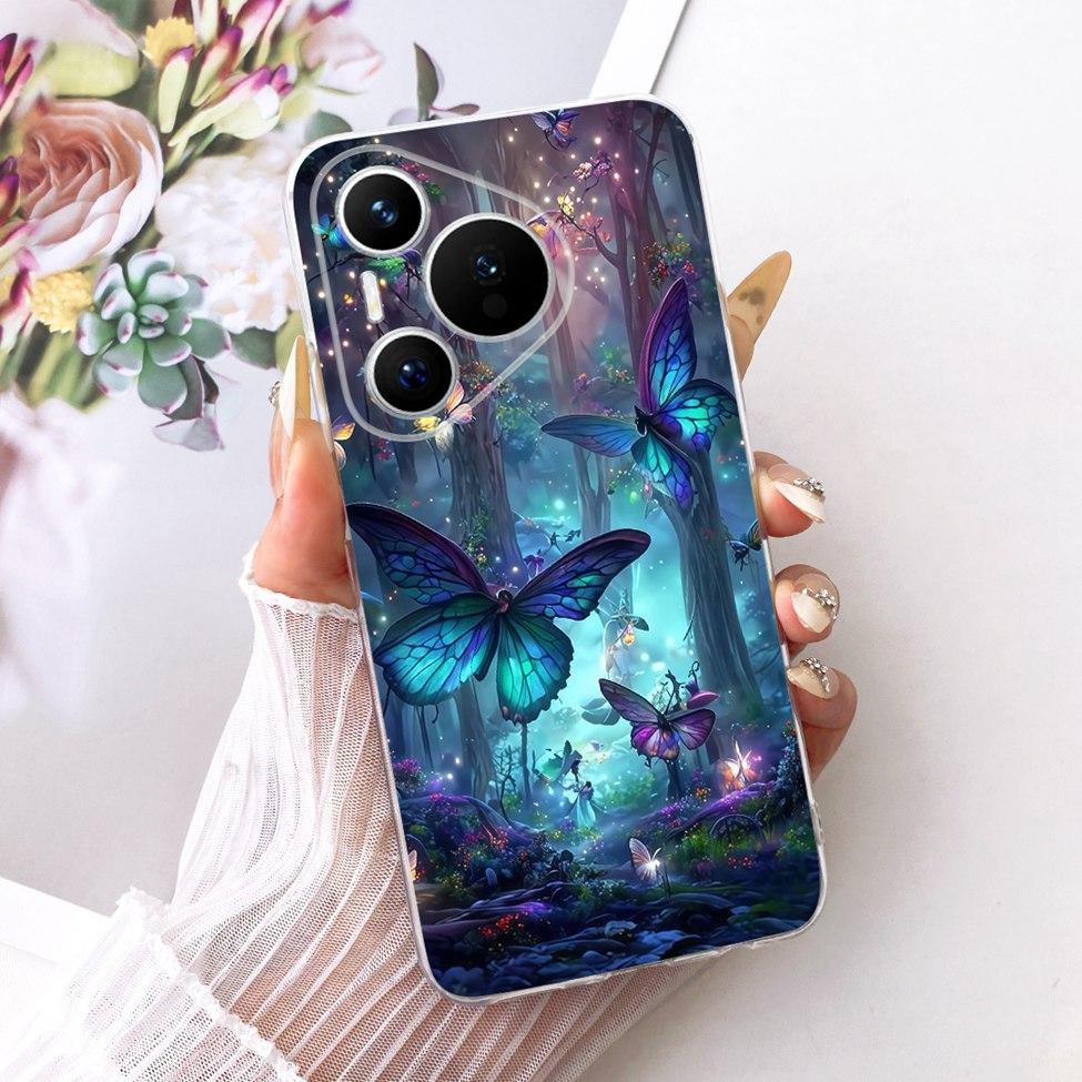 For Huawei Pura 70 Clear Case Aesthetic Luxury Cute Fashion Flowers Funny Painted Casing For Huawei ADY-LX9 ADY-AL00