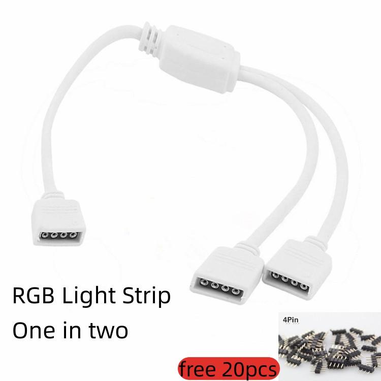 RGB LED Strip Light Link lines Solder-Free Connecting Cable 4pin One Drag Multi-Head Tap Wire Split Two/Three/Four White Cable