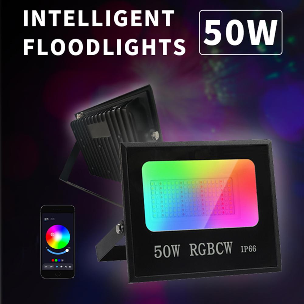 50W Tuya APP Smart LED Light IP66 Waterproof Colorful RGB Lamp Outdoor Factory Warehouse Floodlight