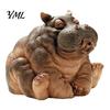 Resin Hippo Figurine Water Spitting Hippopotamus Figurine, Realistic Statue, Animal Ornament Fountain Sculpture for Garden Pond Pool Decoration Decor