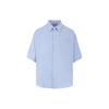 Solid Color Point Collar Button-Fit Short Sleeve Shirt Men Shirts Blue HSH216CO0063-484