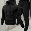 Mens Thick Warm Hooded Sweatshirt Jogger Pants Set Winter Sportswear Casual Tracksuit Gray Black Red