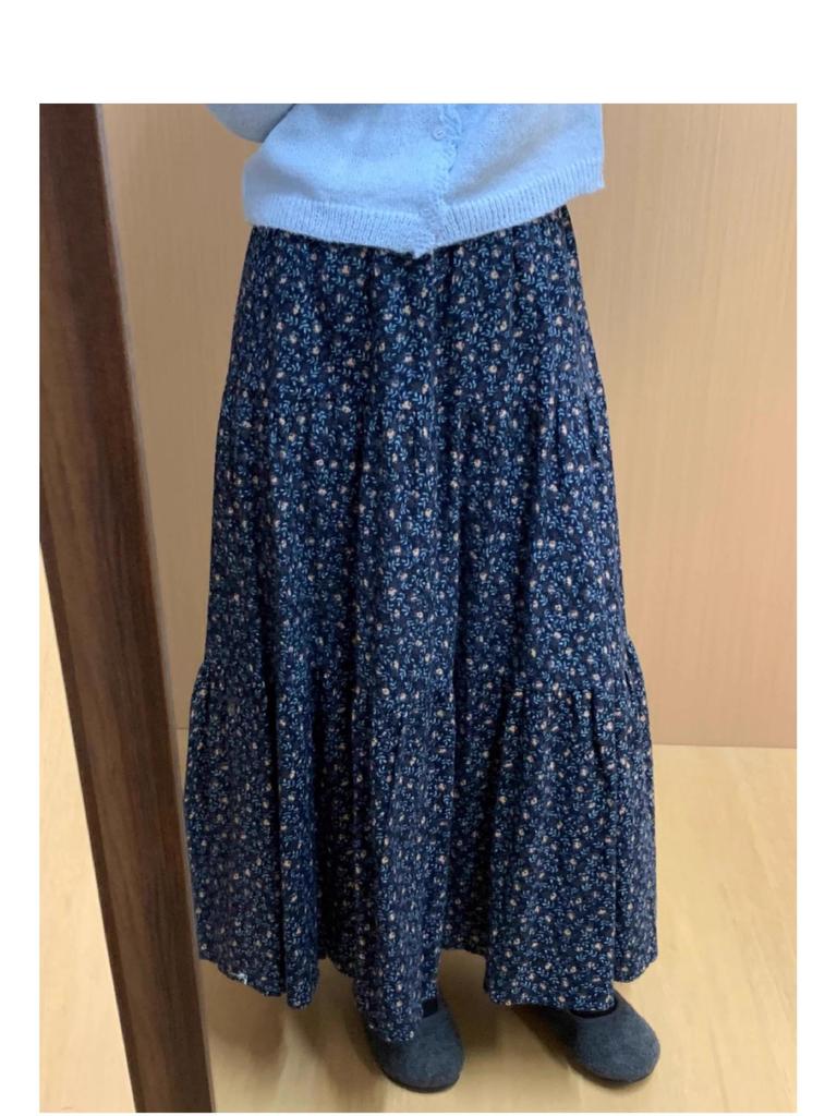 Women's Autumn 2025 Elastic Waist Floral Print Midi Skirt - Soft, Loose, Versatile Over-the-Knee Skirt