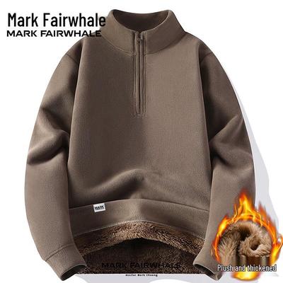 Mark Hua Fei Men's Half-Zip Lamb Fleece Lined Sweatshirt