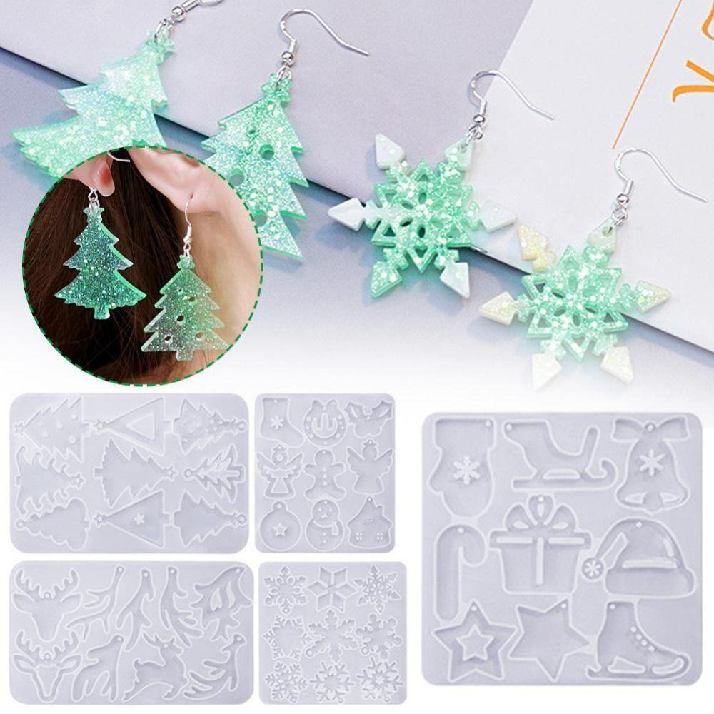 

Форма для рождественских сережек со снежинками и рогами, инструмент для изготовления сережек «сделай сам», милая форма для сережек в виде рождественской елки