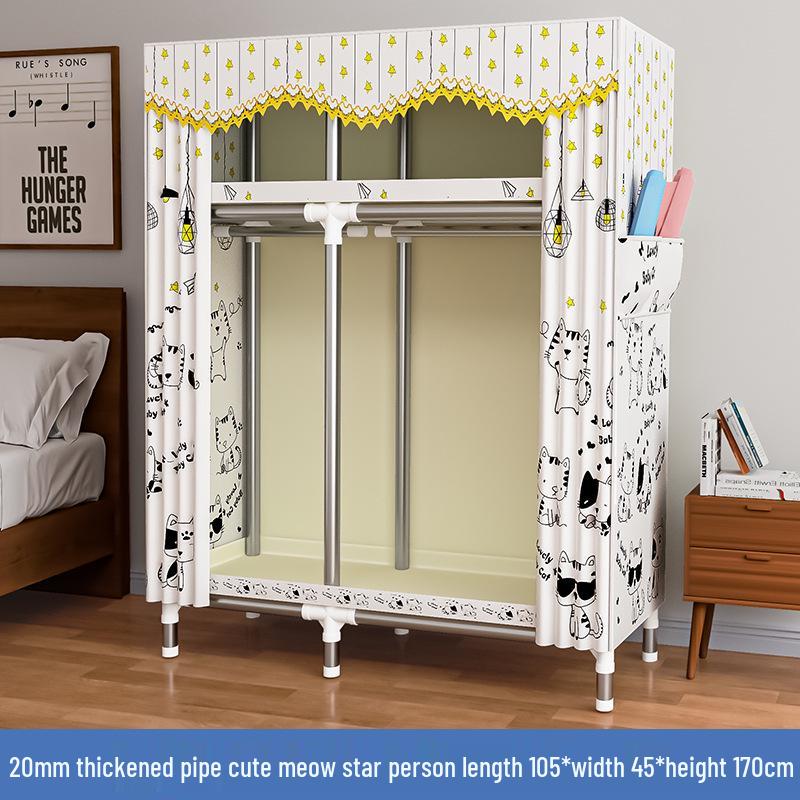Thickened Steel Pipe Fabric Wardrobe for Dorm or Bedroom Storage