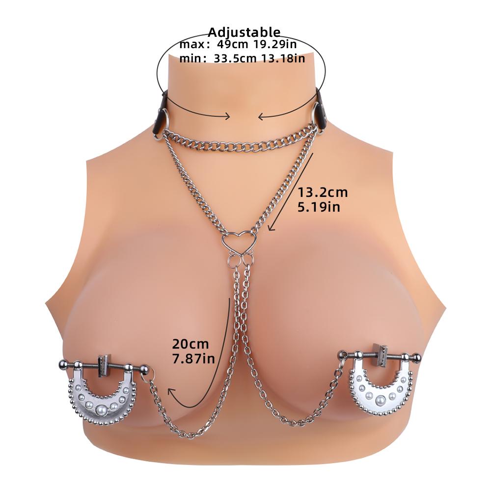 QKKQ Choker Leather Collar Nipple Clamp Breast Clip Chain Couples SM Sex Toys for Women Adult Games Erotic Products