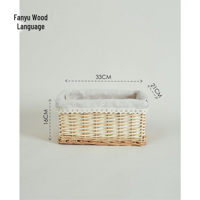 Woven Bamboo Fabric Storage Basket for Snacks and Sundries