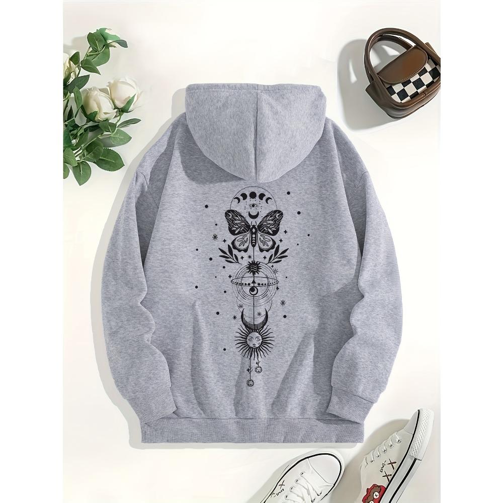 

Креативный узор Ретро принт бабочки 2025 Осень/зима Женский худи Топ с длинным рукавом Повседневная женская толстовка Одежда XL