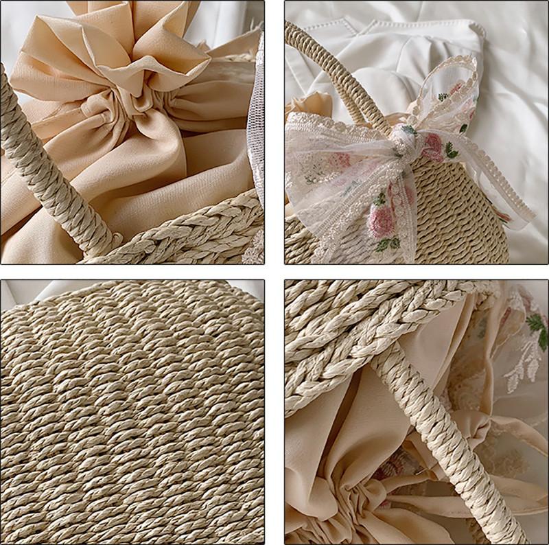 Simple Design Straw Handbags For Women Handmade Bohemian Style Beach Bag Summer Fashion Pack Bucket Bag Purse Totes