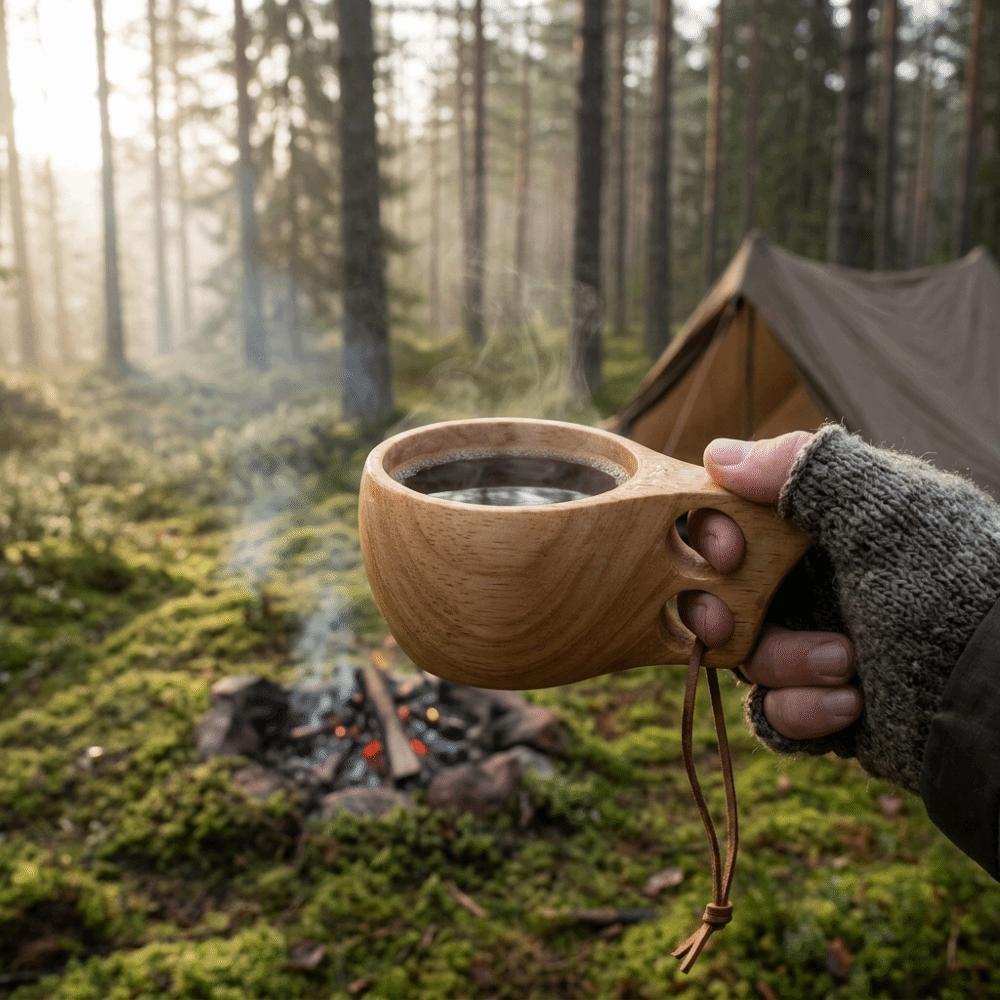 Wooden Milk Cup Smooth Handle Cup Comfortable Grip Salad Mug Table Use