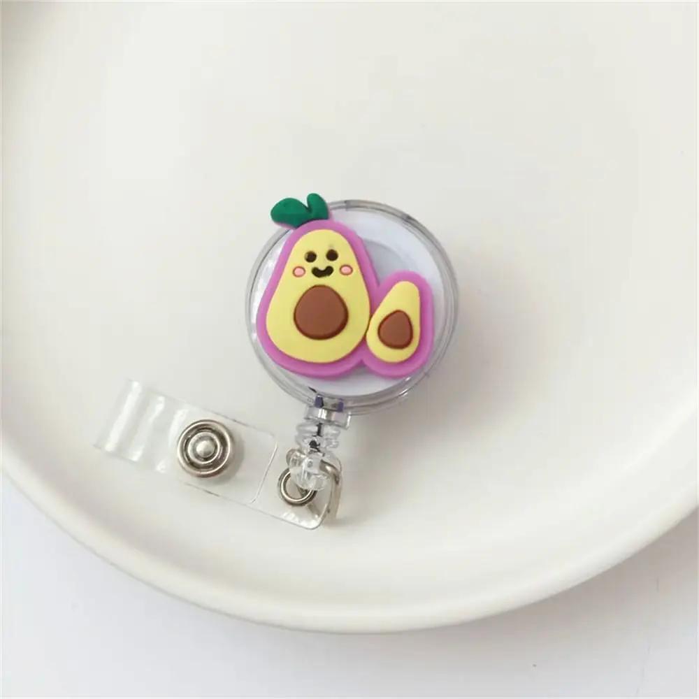 New Cute Silicone Fruits Avocado Retractable Pull Badge Reel ID Lanyard Name Tag Card Badge Holder Reels