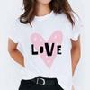 Glanzende Rode Liefdeshart Print T-shirt Dames Oversized Casual Los T-shirt Streetwear Dagelijkse Mode Top Duurzaam Grote Maten Blouse