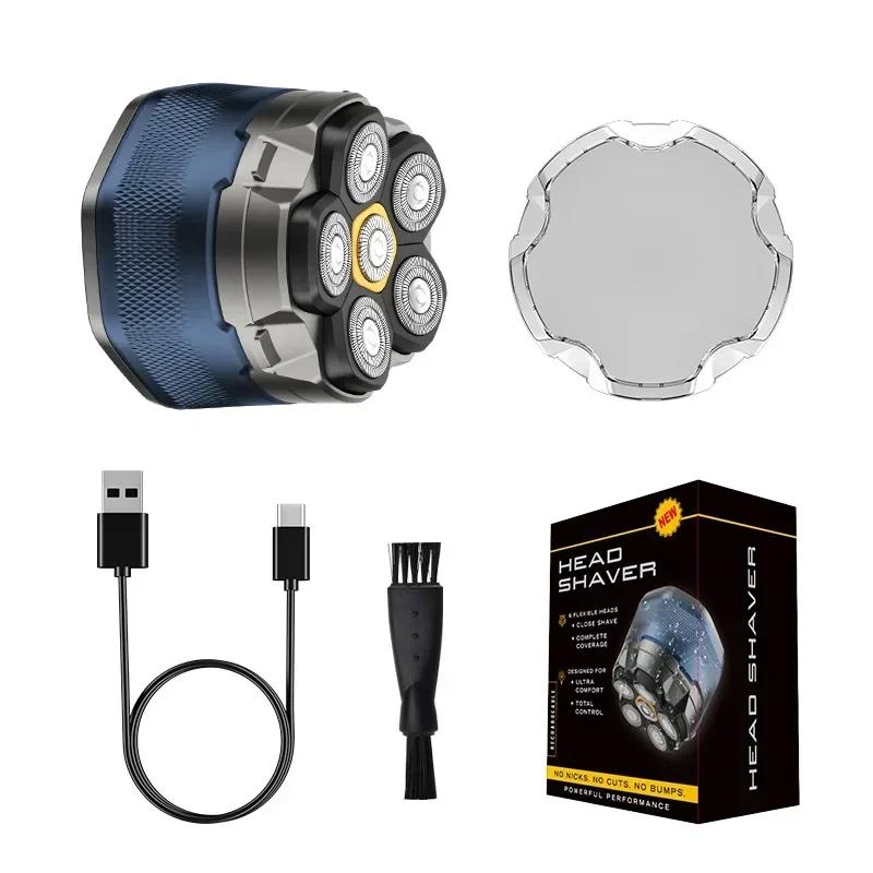 

Электробритва Tinsol Titanium для лысых мужчин 6D Магнитная бритва Триммер для волос Перезаряжаемая Светодиодная Водонепроницаемая Для стрижки волос на лице синий