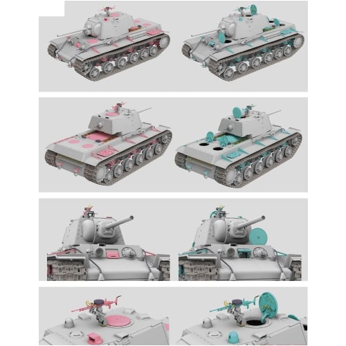 Ryefield Models 1/35 Scale Soviet KV-1 Mod. 1942 Welded Turret with Working Tracks Plastic Model Kit RFM5041 (Color-Molded)