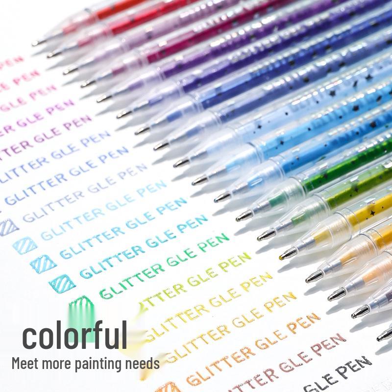 Blue Fruit 12-Color Glitter Gel Pens: Sparkly Neutral Pens for Students, Journals, and Drawings.