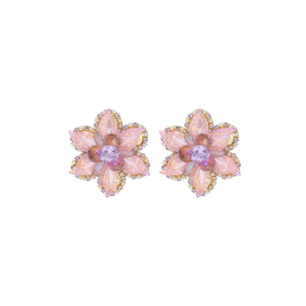 

Pinkdudu Luxury Layered Floral Earrings Multi-Tier Crystal Flowers for a Dazzling Statement Gift PD2448 фіолетовий