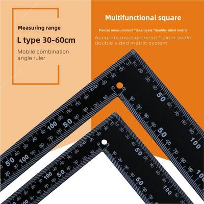"Black Angle Ruler for Woodworking - 20x30cm & 60x40cm - 90° Square"