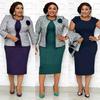 6XL African Plus Size Women's Three-Quarter Sleeve Round Neck Print Dress