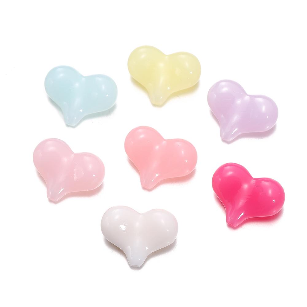10pcs/lot Acrylic Jelly Colored Heart Shape Beads Bracelet Loose Beads For DIY Jewelry Making Necklace Craft Accessories