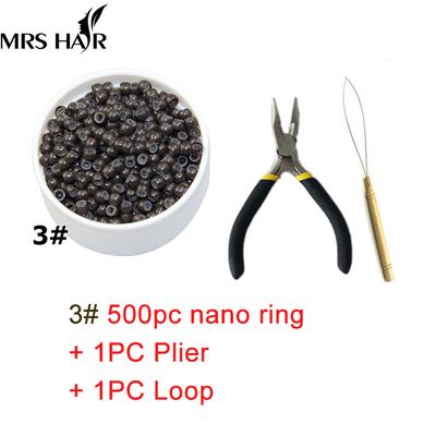 Silicone Nano Rings 500pcs Hair Beads Micro Beads Kits Dreadlock Hair Extension Tools+ Plier and Loop Fashion Salon Hairstylist