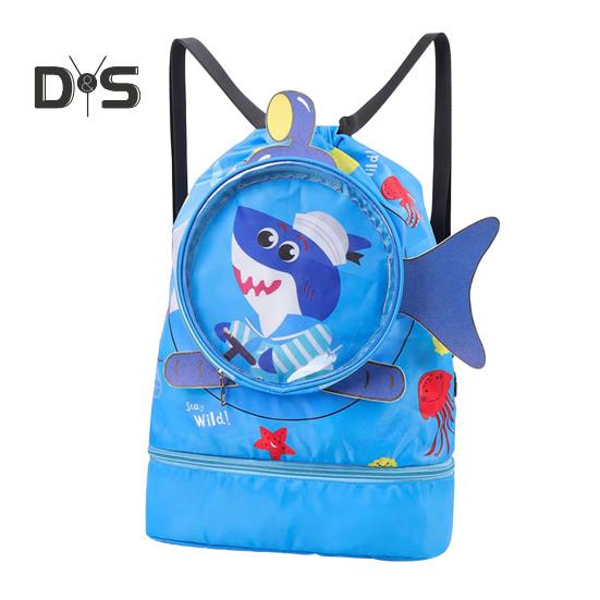 

Детская сумка для плавания с рисунком из мультфильма, рюкзак с завязками, легкая пляжная сумка для бассейна, спортзала, водонепроницаемая спортивная сумка для хранения L синий