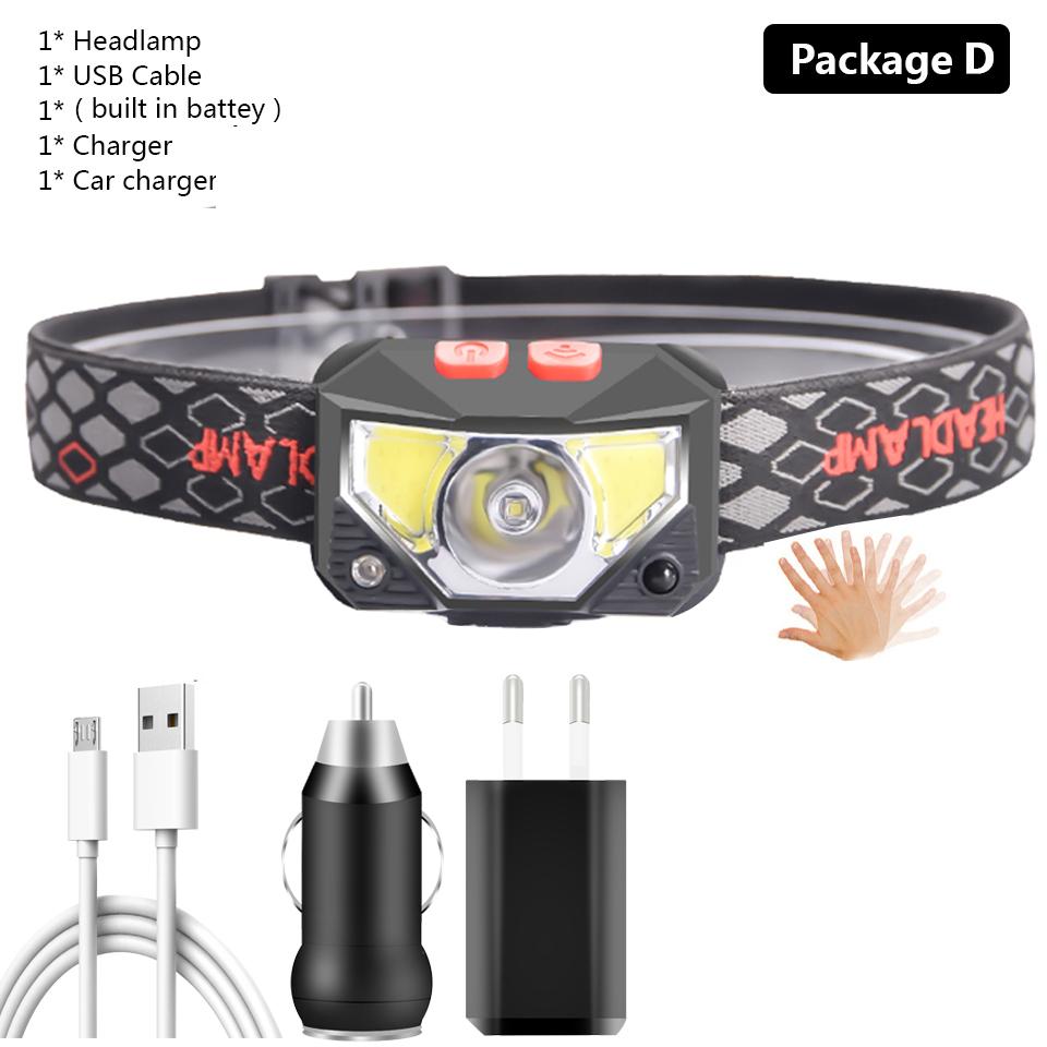 

Светодиодный датчик налобного света XP-G Q5 Встроенный аккумуляторный фонарь Лампа накаливания Лампы для фар Работает водонепроницаемый Белый Красный Цвет Package D