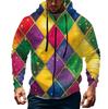 Men's Sports Casual Fleece Hoodie Carnival Print Hoodie Cardigan Zipper Multi-pocket Hoodie Coat