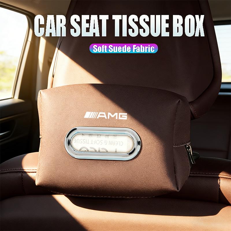 Car Seat Back Tissue Box Auto Leather Tissue Holder For Mercedes Benz AMG Smart W205 C300 W203 W206 W108 W124 W126 Keychain