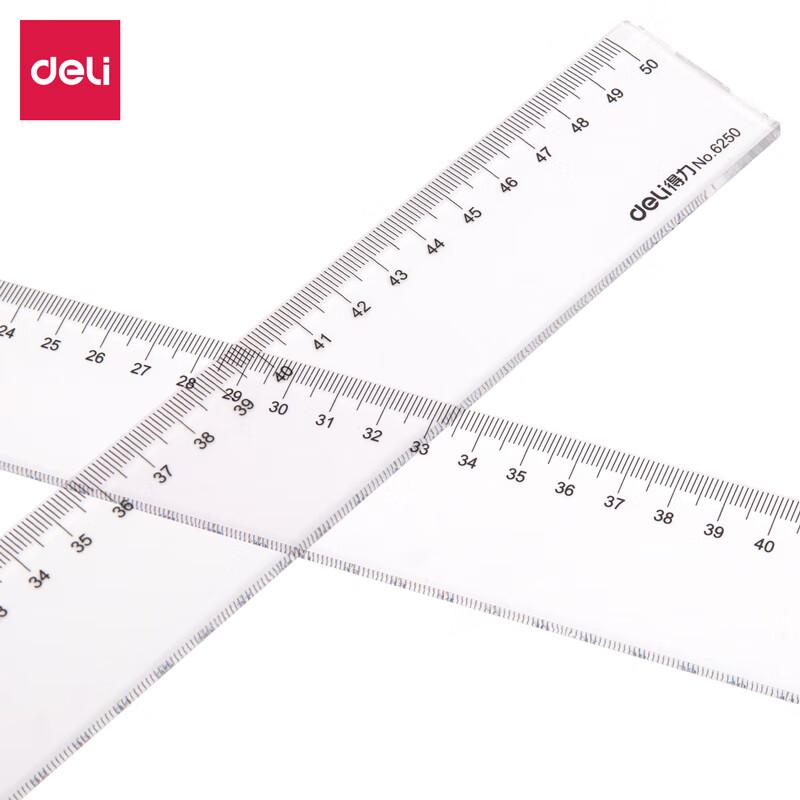 Deli 50cm Transparent Plastic Ruler (5-Pack)