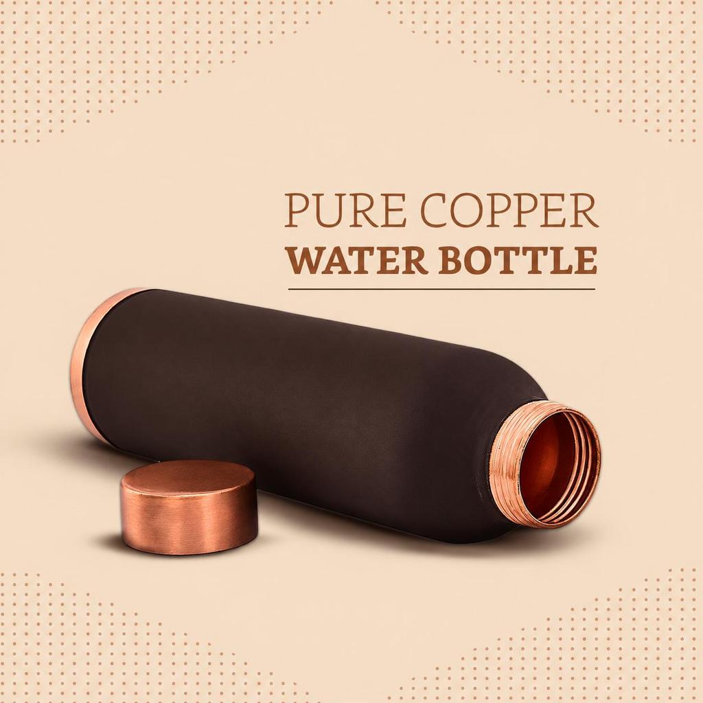 Copper Leak-Proof Powder Coating Bottles | 950 Ml | Pure Copper | Coca Cola Color | Daily Wellness Bottle