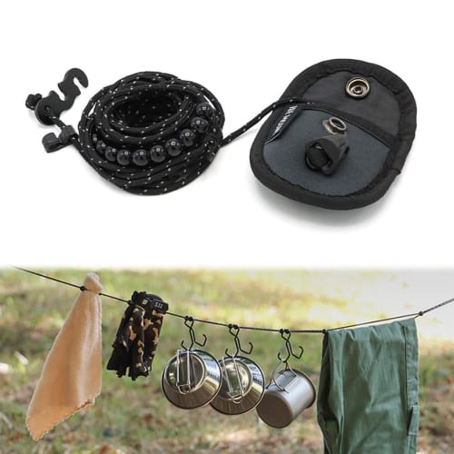 

BOCAIDHK 3M Travel Clothesline, Clothesline for Indoor and Outdoor Use, Camping, Windproof, Elastic, Portable, Lightweight, with Storage Bag