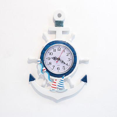Wanduhr Blau und Weiß Schiffsmodellbau Maritimer Stil Personalisierte Dekoration Uhr für Arbeitszimmer