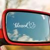 Funny Heart-Shaped Rearview Mirror Sticker - Black Religious Text Self-Adhesive Vinyl Decal, Suitable for Cars, Mugs.