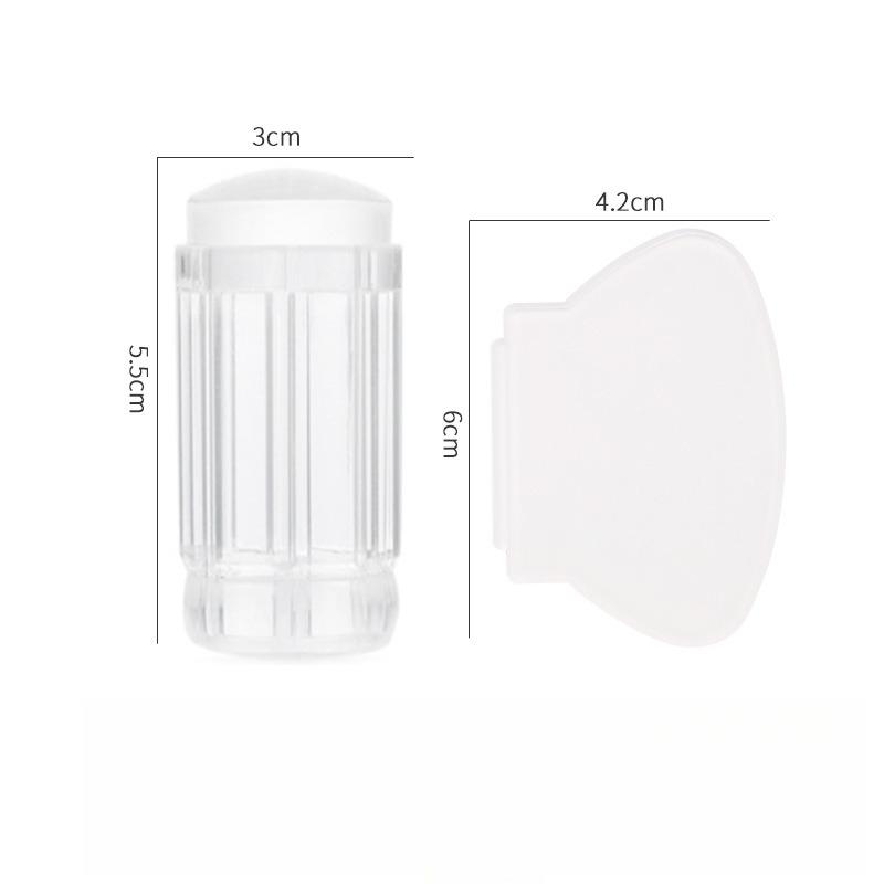 2-Piece Nail Art Stamp Kit - Clear Silicone Stamp and Squeegee Set for DIY Manicure, Available In Multiple Colors
