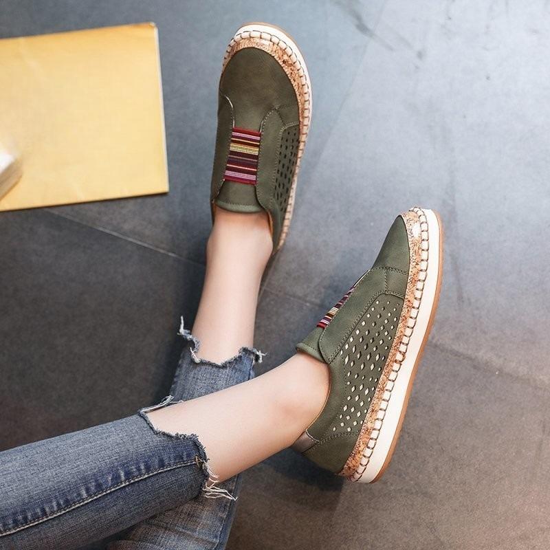 Flat-bottomed Perforated Loafers Thick-soled Breathable Sports Women's Shoes