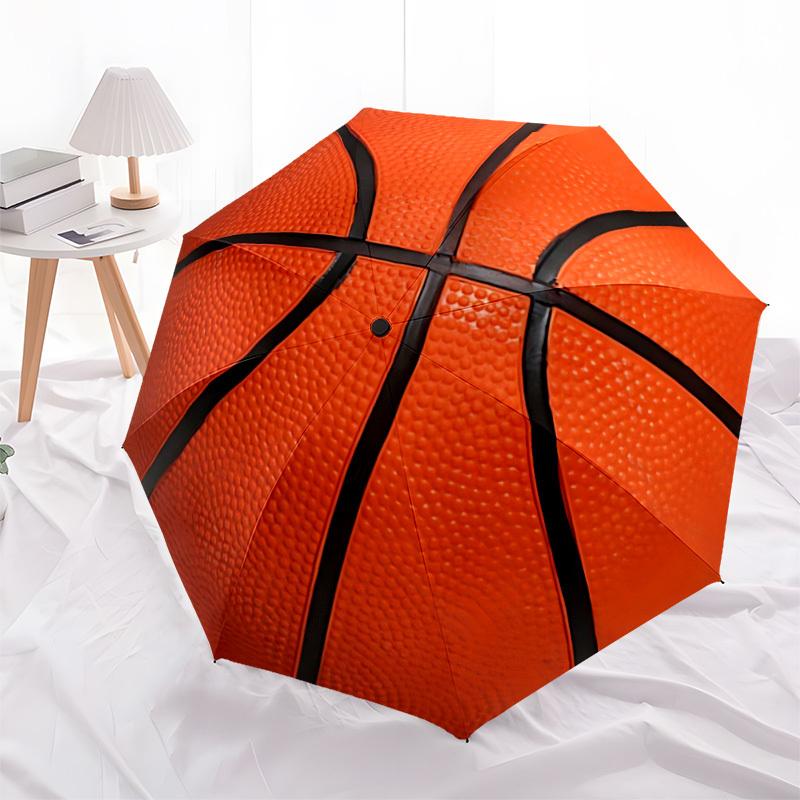 1 Stück Basketball Sport Automatisches Öffnen/Schließen Regenschirm mit Faltfunktion Kompakter Reise Regenschirm, Leichtes Design, für den Weg zur Arbeit015