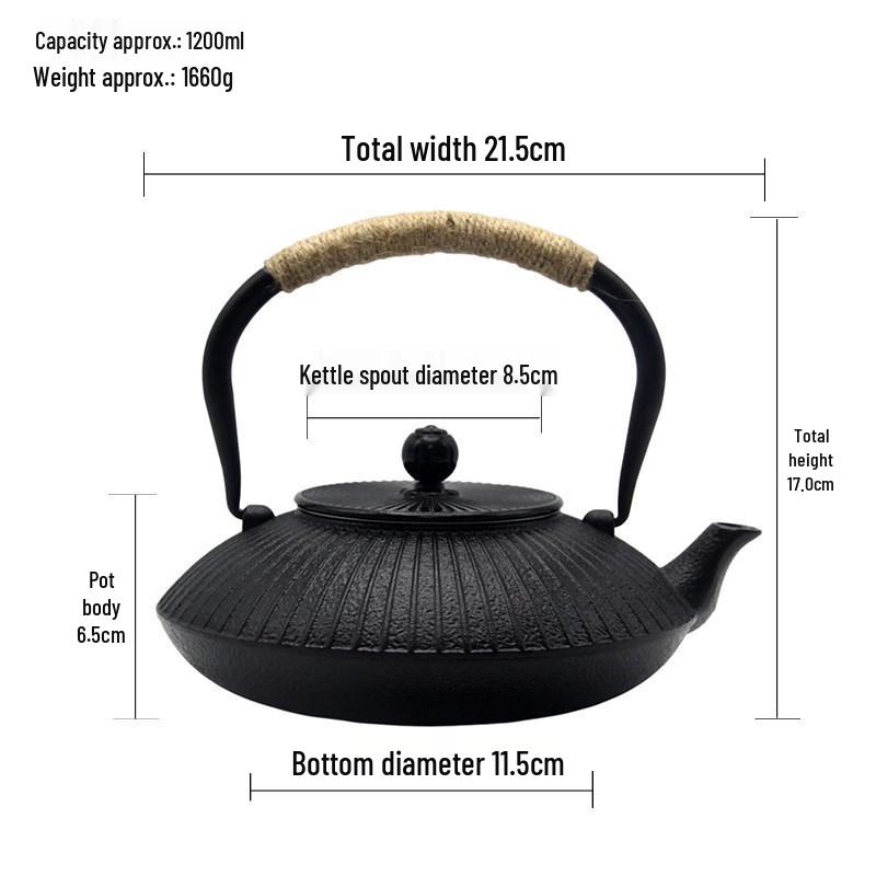 

Handmade Japanese Cast Iron Teapot with Retro Umbrella Design - 1.2L Tea Brewing and Display Set