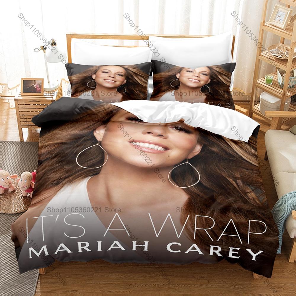 Iconic Singer Mariah Carey Bedding Set It’s Time Christmas Tour Aesthetic Signature Zipper Soft Fabric Decor Mariah Carey Lovers
