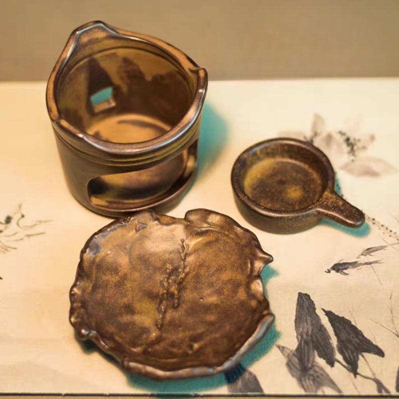 Retro Tebrännare Arombrännare Ljusstake Te Doftspridare Teugn Keramik Hantverk Konst Heminredning