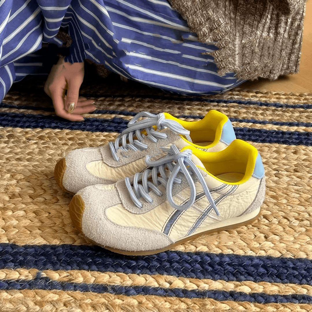 

Уродливые милые балетки в тон немецкой обуви женские кроссовки 2025 года новые модные универсальные туфли на плоской подошве со шнуровкой для спорта и отдыха Forrest Gu 40 синий