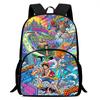 15 Inch Cartoon One Piece Backpack with Front Pocket, Light Weight Unisex School Backpack for Boys Girls Age 6-10 Travel Daypack