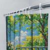 Artistic Balcony View Shower Curtain - Nature Scene with Sunflowers and Blue Sky  for Stylish Home Upgrade Waterproof  Durable
