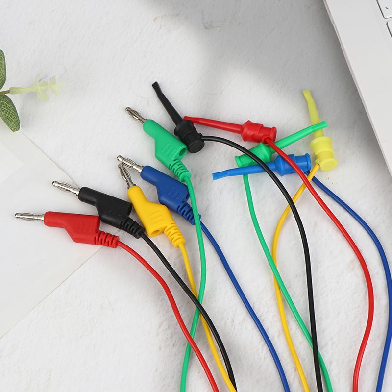 5Pcs 4Mm Banana To Hook Test Leads Stackable Banana Plug To Test Hook Clips Flexible Testing Cable Wires Voltage Regulator Wire
