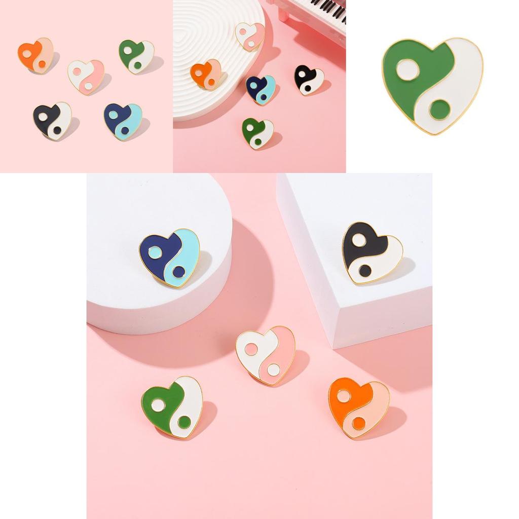 Symmetrical Metal Chic Brooch Heart Shape Creative Alloy Pin For Unique Statements Fashion