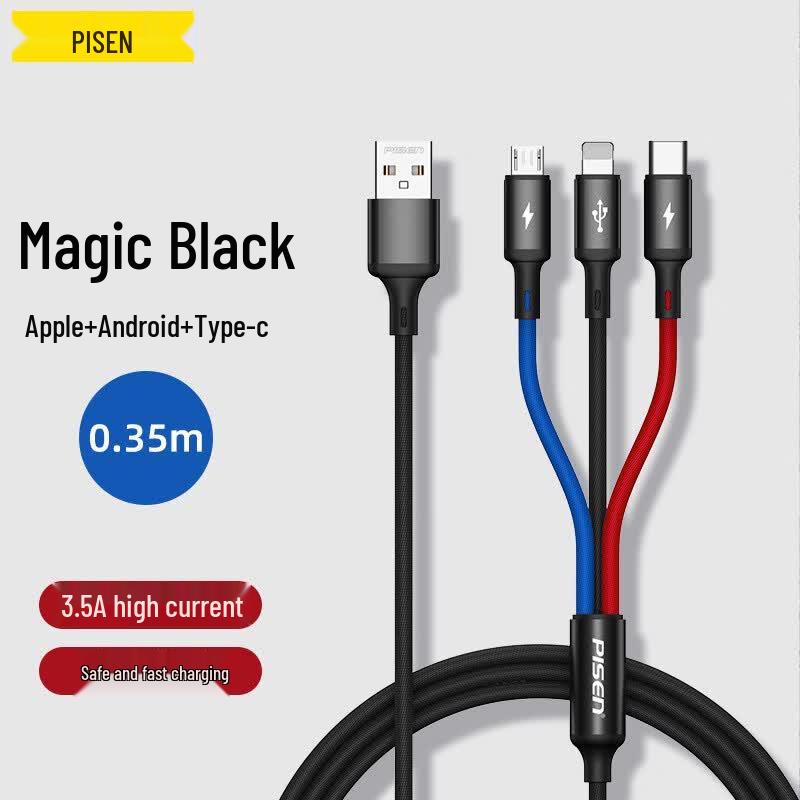 Pisen 3-in-1 Braided Multi-Device Charging Cable