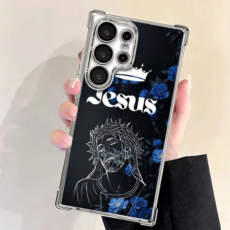 God Jesus Pray Cross Bible Plating Phone Case For Samsung Galaxy S24 S25 FE S26 Edge S23 Ultra S22 S21 Plus S20 Anti-Fall Airaba