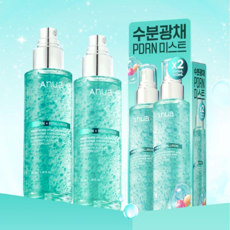 Anua PDRN Гиалуроновая кислота Капсулы влаги Мист Увлажняющий Восстанавливающий Спрей-мист Набор 100 мл + 100 мл